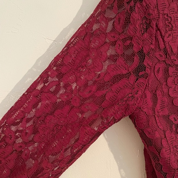 Altar’d State Maroon Lace Dress w/ Sleeves - Picture 4 of 5